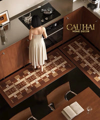 Thảm Cửa / Bathroom Micro-Nappa Gen8 45x90 Étoile Brun Horsebit Signature-CẬU HAI HOME DECOR