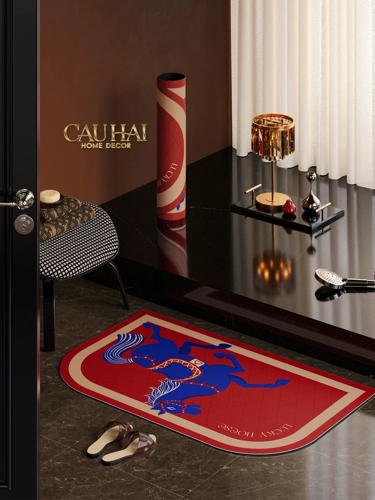 Thảm Cửa / Bathroom Micro-Nappa Gen8 45x90 Ngựa Xanh Hoàng Gia - Crimson Royal Cheval-THẢM CỬA-CẬU HAI HOME DECOR