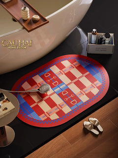 Thảm Cửa / Bathroom Micro-Nappa Gen8 45x90 Rouge Vermillion Équestre Horsebits Signature-CẬU HAI HOME DECOR