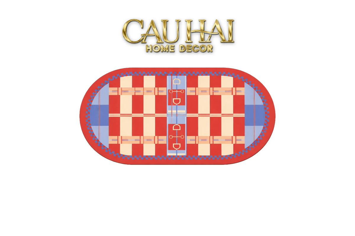 Thảm Cửa / Bathroom Micro-Nappa Gen8 45x90 Rouge Vermillion Équestre Horsebits Signature