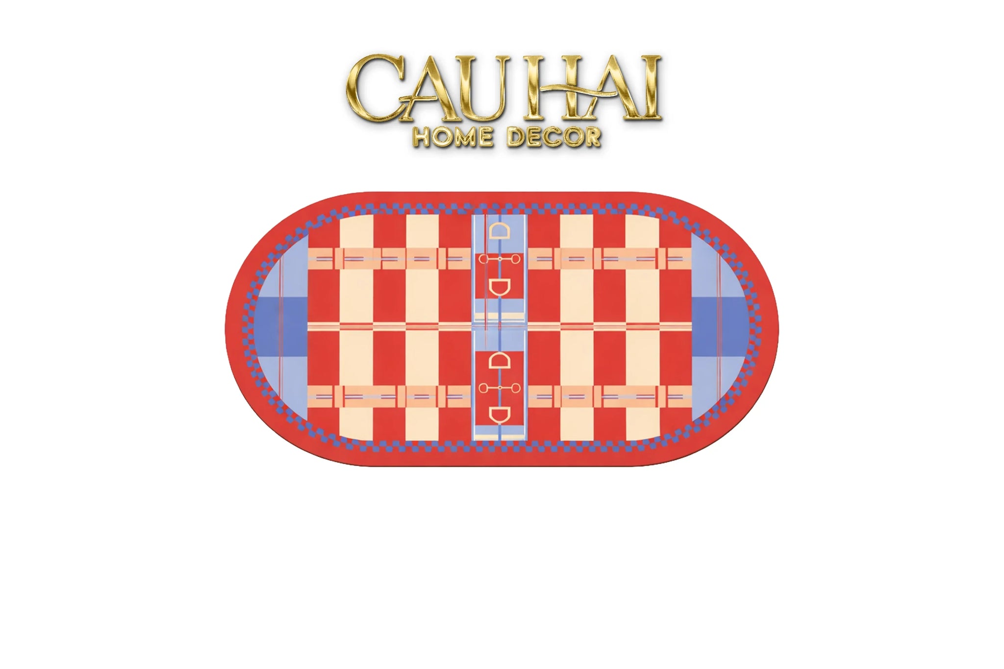 Thảm Cửa / Bathroom Micro-Nappa Gen8 45x90 Rouge Vermillion Équestre Horsebits Signature-CẬU HAI HOME DECOR
