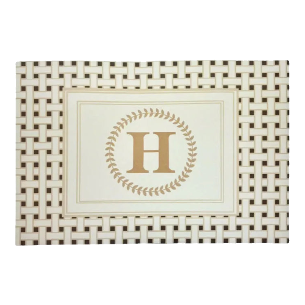 60x90 Leather Door Mat - Iconic Beige Helios Door Mat