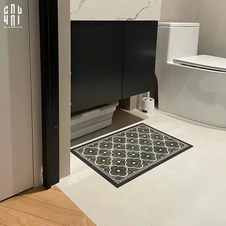 THẢM CỬA DA 60X90 - OLIVE GREEN PETALS - DOOR MAT-CẬU HAI HOME DECOR