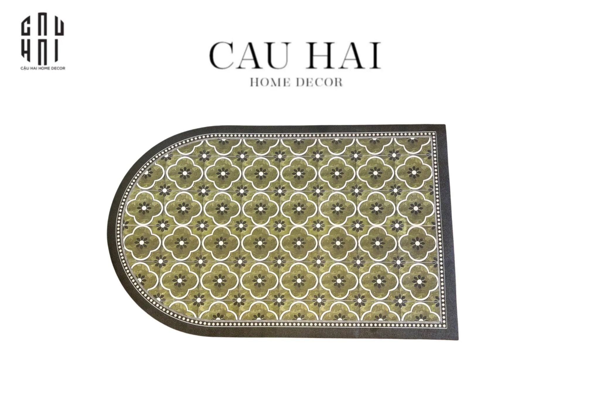 THẢM CỬA DA 90X120 OLIVE GREEN PETALS-CẬU HAI HOME DECOR