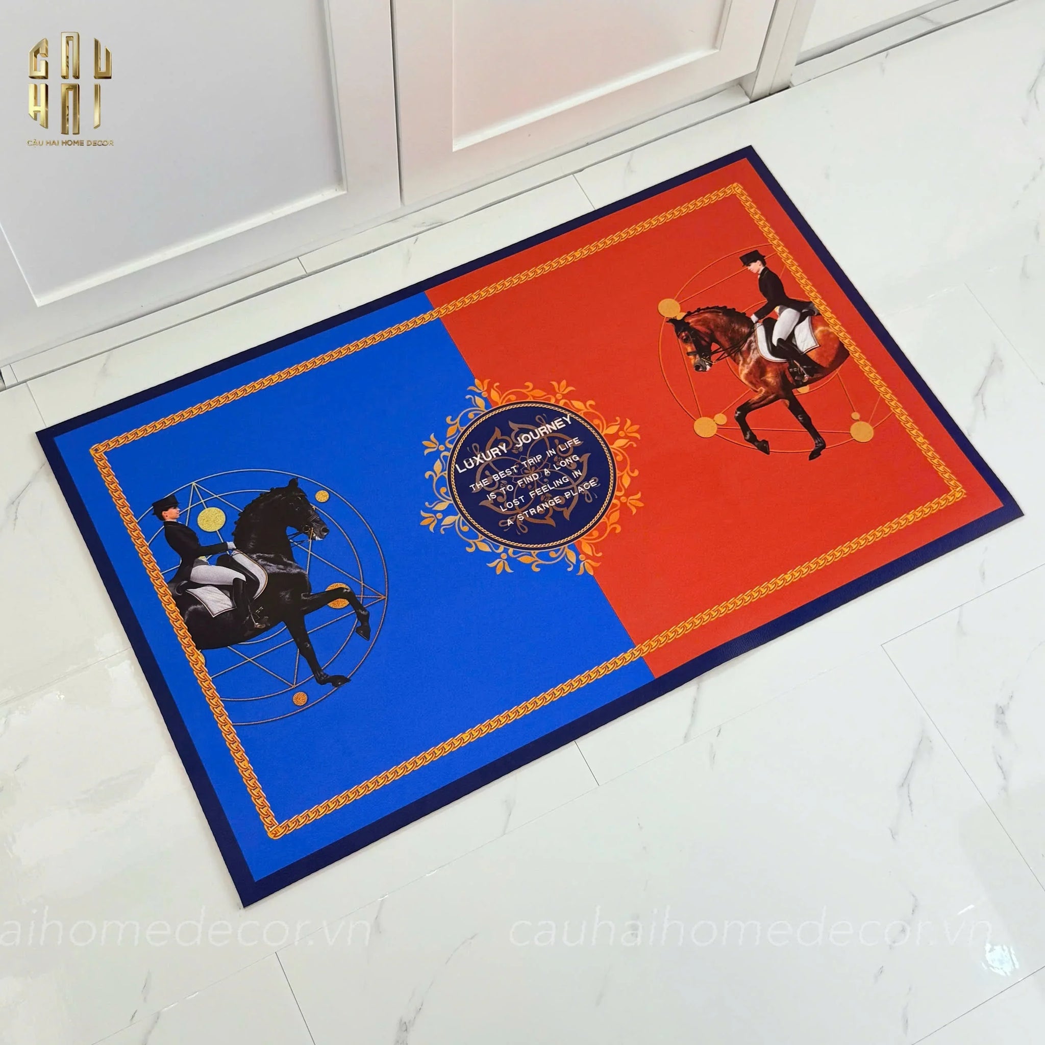 Thảm Cửa Da Cao Cấp 50X80 - OB Dou Polo Horseman-CẬU HAI HOME DECOR