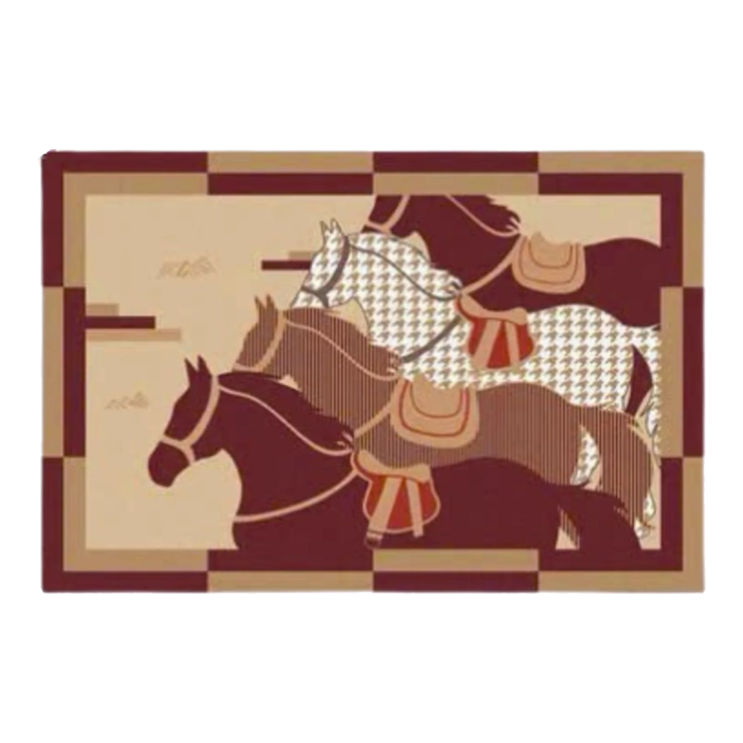 Premium Leather Door Mat - Water & Oil Repellent 60x90 - Rouge de Voyage Équestre · Houndstooth