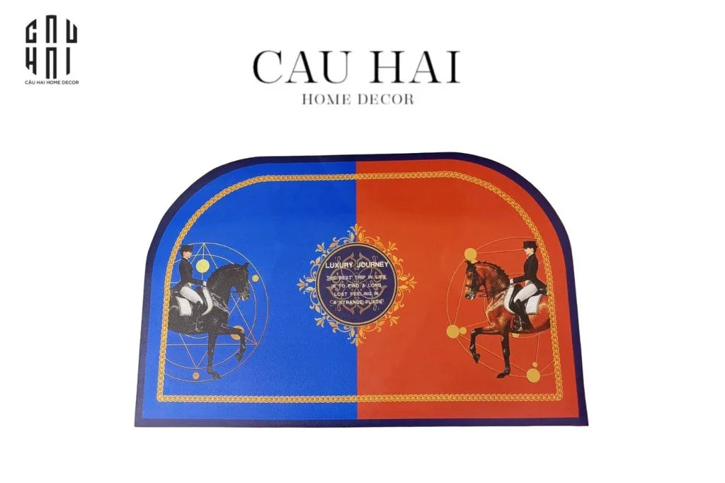 Thảm Cửa Da Cao Cấp - Water & Oil Repellent 50X80 - Oval OB Duo Polo Horseman-CẬU HAI HOME DECOR