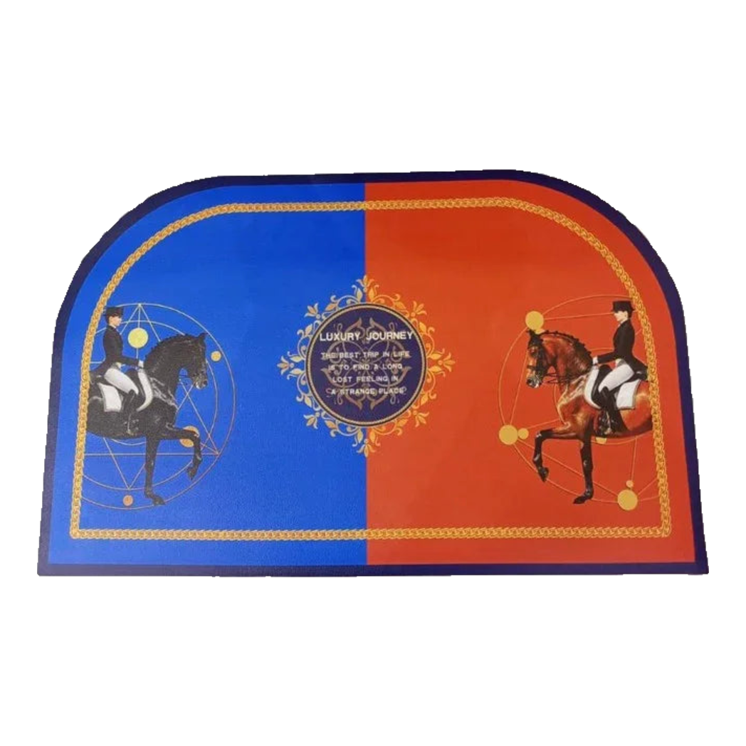 Premium Leather Door Mat - Water & Oil Repellent 50X80 - Oval OB Duo Polo Horseman