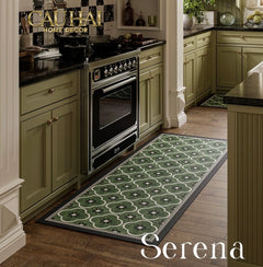 Thảm Cửa Da Cao Cấp - Water & Oil Repellent 60X90 - Olive Green Petals-CẬU HAI HOME DECOR