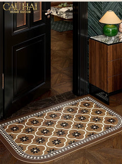 Thảm Cửa Da Cao Cấp - Water & Oil Repellent 60X90 - Olive Green Petals-CẬU HAI HOME DECOR