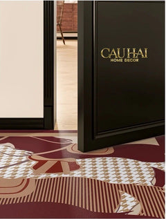 Thảm Cửa Da Cao Cấp - Water & Oil Repellent 60x90 - Rouge de Voyage Équestre · Pied-de-Poule-CẬU HAI HOME DECOR