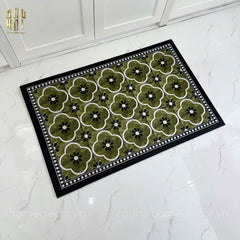 Thảm Cửa Da Chữ Nhật 60X90 - Olive Green Petals - Door Mat-CẬU HAI HOME DECOR