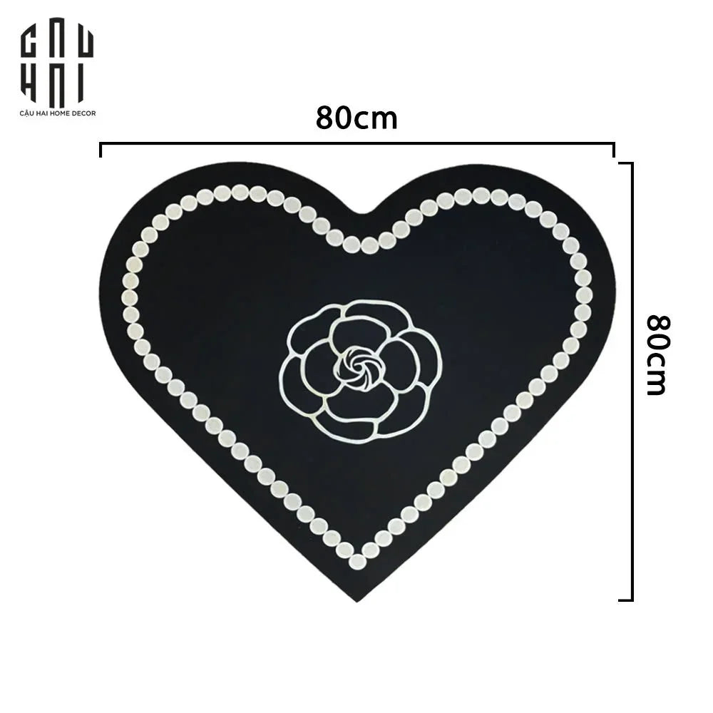 THẢM CỬA - DOOR MAT - D80 CAMÉLIA - BLACK HEART-CẬU HAI HOME DECOR