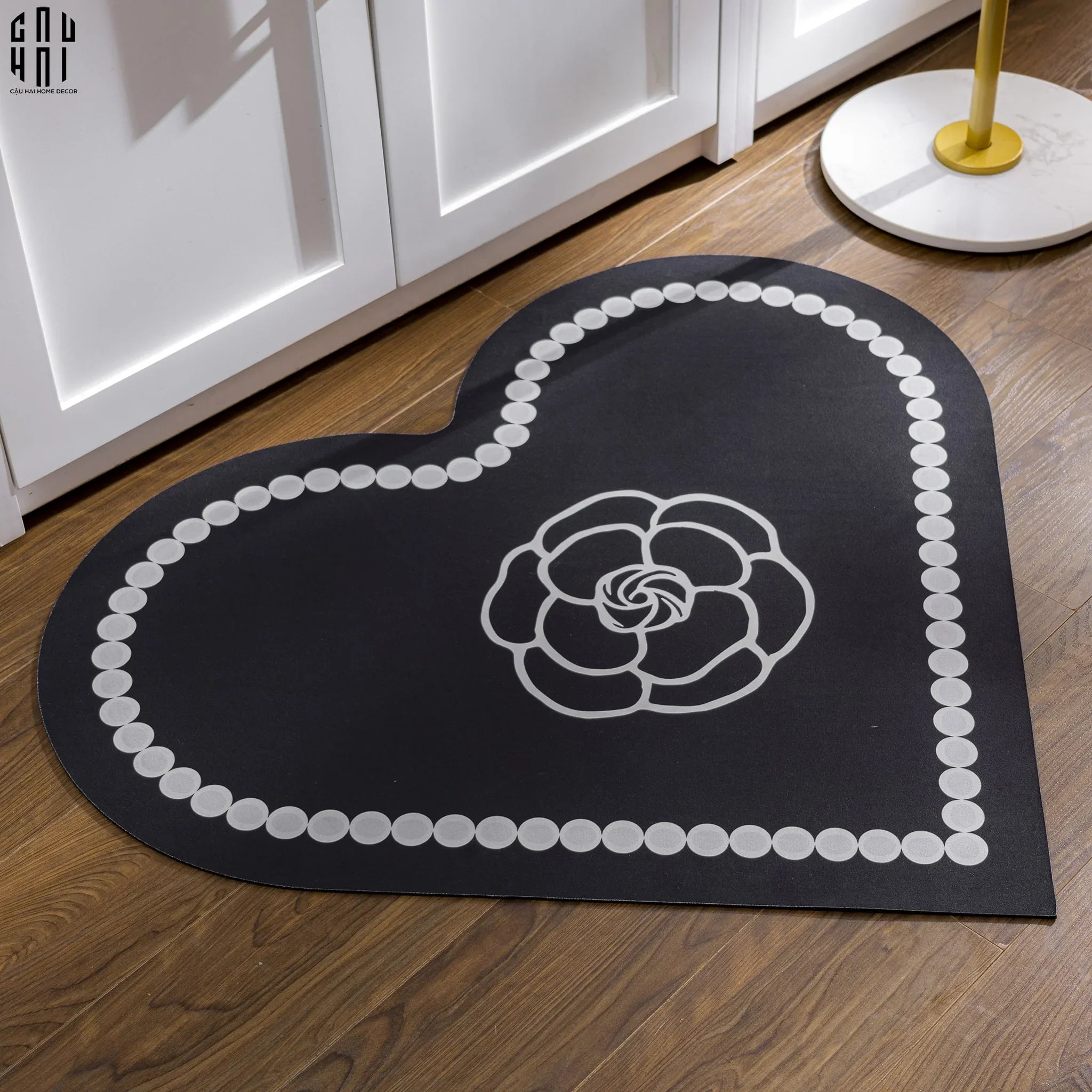 THẢM CỬA - DOOR MAT - D80 CAMÉLIA - BLACK HEART-CẬU HAI HOME DECOR