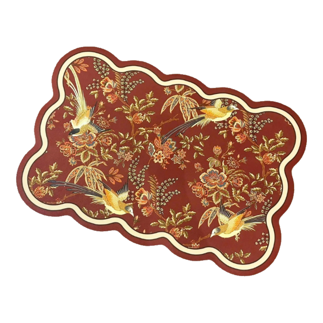 Gen8 60x90 Micro-Nappa Leather Bathroom Door Mat - Phoenix Dynasty Ruby Jardin - Absorbent Leather