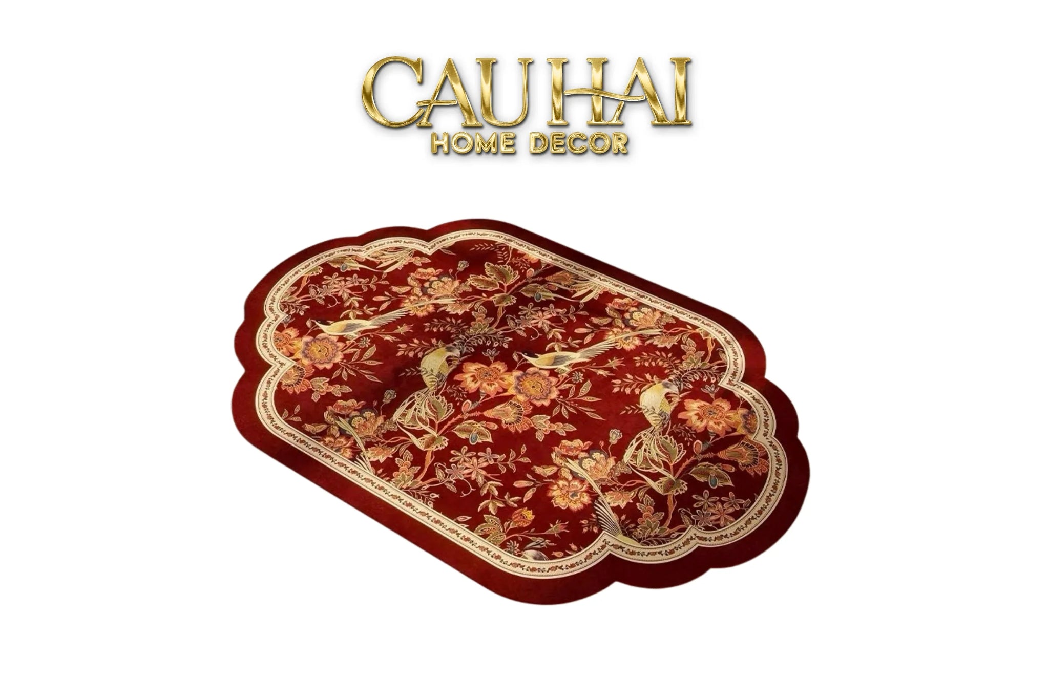 Thảm Cửa Microfiber 50x75 - Chu Điểu Hoa Khai-CẬU HAI HOME DECOR