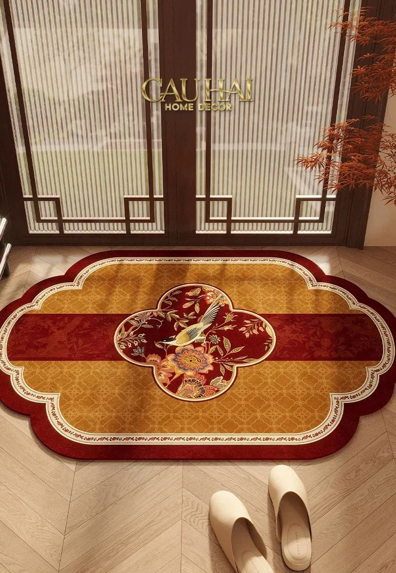 Thảm Cửa Microfiber 50x75 - Ming Dynasty Floral of Fortune - Hỷ Lạc Hoa Khai-CẬU HAI HOME DECOR