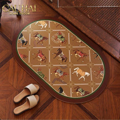 Thảm Cửa Microfiber 50x75 Patina Héritage Brun Patchwork Équestre-CẬU HAI HOME DECOR