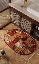 Thảm Cửa Microfiber 50x75 Vermillion Squares Patchwork Équestre-THẢM CỬA-CẬU HAI HOME DECOR