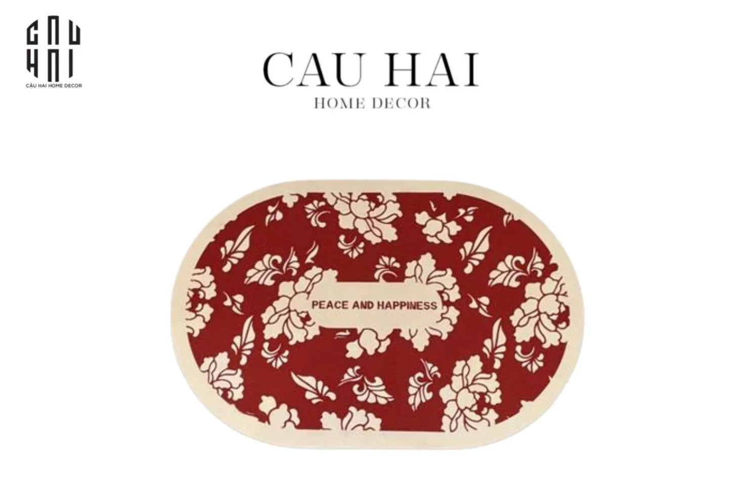 THẢM CỬA MICROFIBER 60x90 - P&H RED FLOWER DOOR MAT-CẬU HAI HOME DECOR