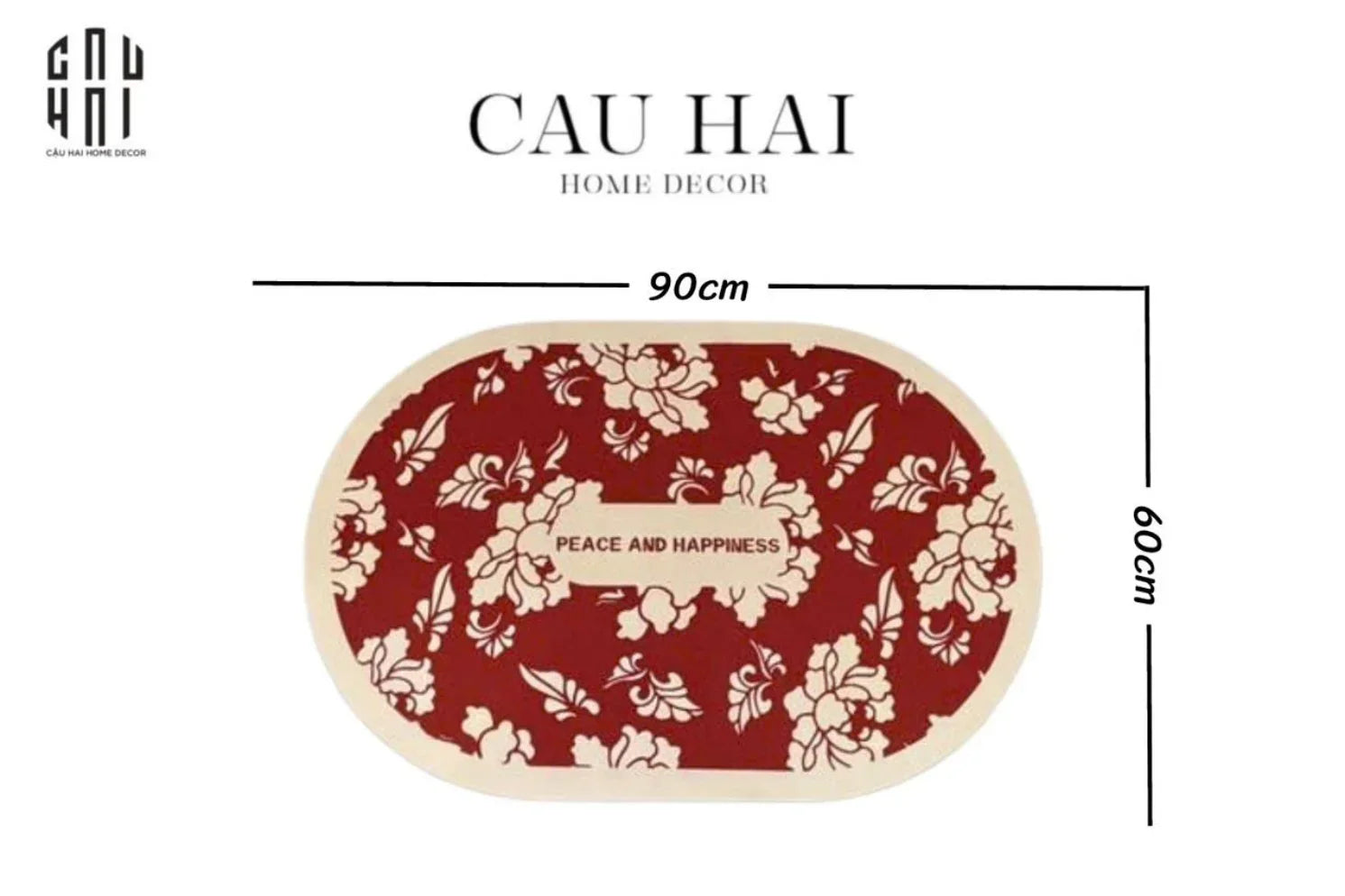 THẢM CỬA MICROFIBER 60x90 - P&H RED FLOWER DOOR MAT-CẬU HAI HOME DECOR