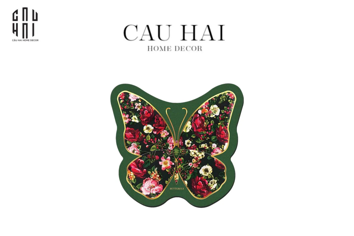 THẢM CỬA MICROFIBER - 74x80 GREEN BUTTERFLY-CẬU HAI HOME DECOR