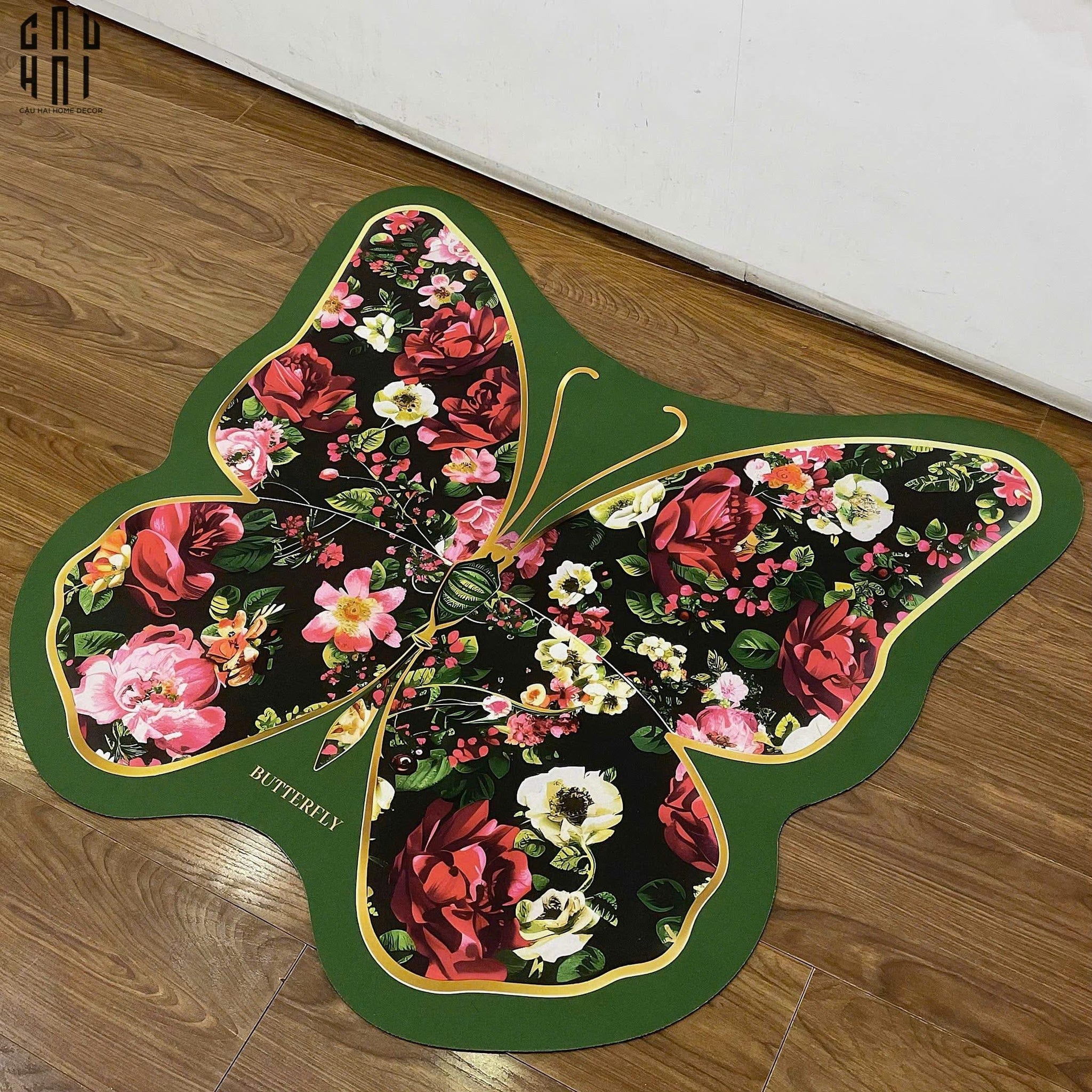 THẢM CỬA MICROFIBER - 74x80 GREEN BUTTERFLY-CẬU HAI HOME DECOR