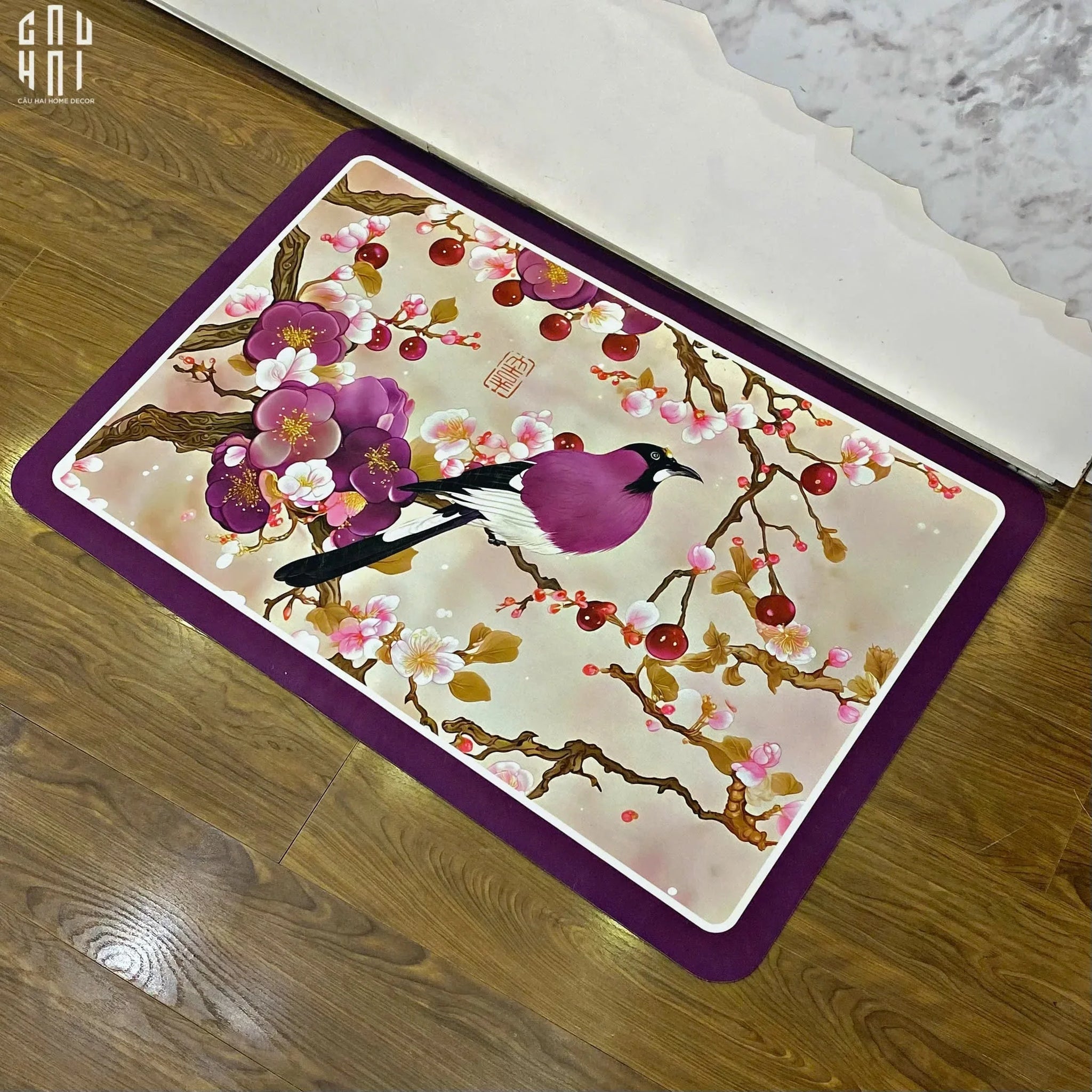 THẢM CỬA MICROFIBER - DOOR MAT - 60x90 PURPLE BLOSSOM-CẬU HAI HOME DECOR