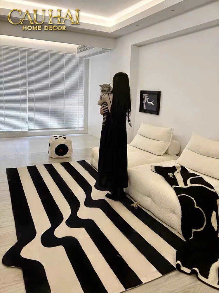 THẢM CỬA NHUNG BỈ 100×140 - STRIPE WAVE RÉFLECTION-CẬU HAI HOME DECOR