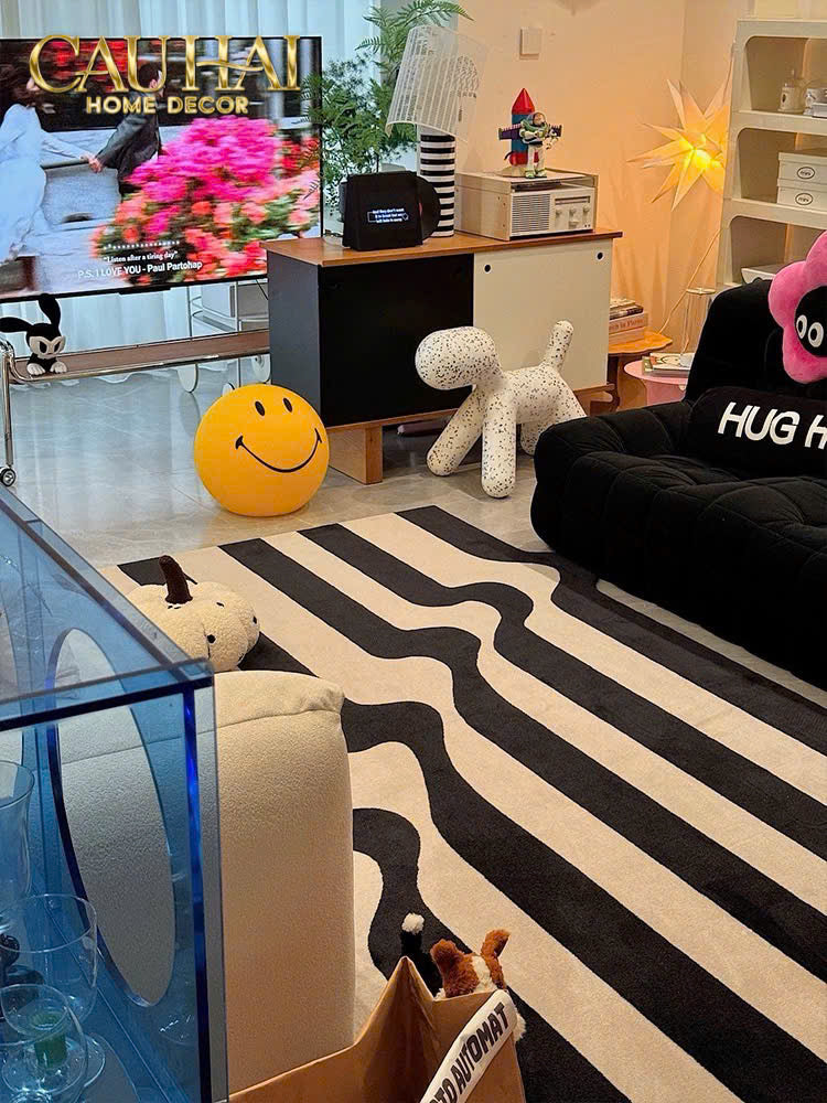 THẢM CỬA NHUNG BỈ 100×140 - STRIPE WAVE RÉFLECTION-CẬU HAI HOME DECOR