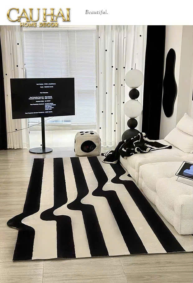 THẢM CỬA NHUNG BỈ 100×140 - STRIPE WAVE RÉFLECTION-CẬU HAI HOME DECOR