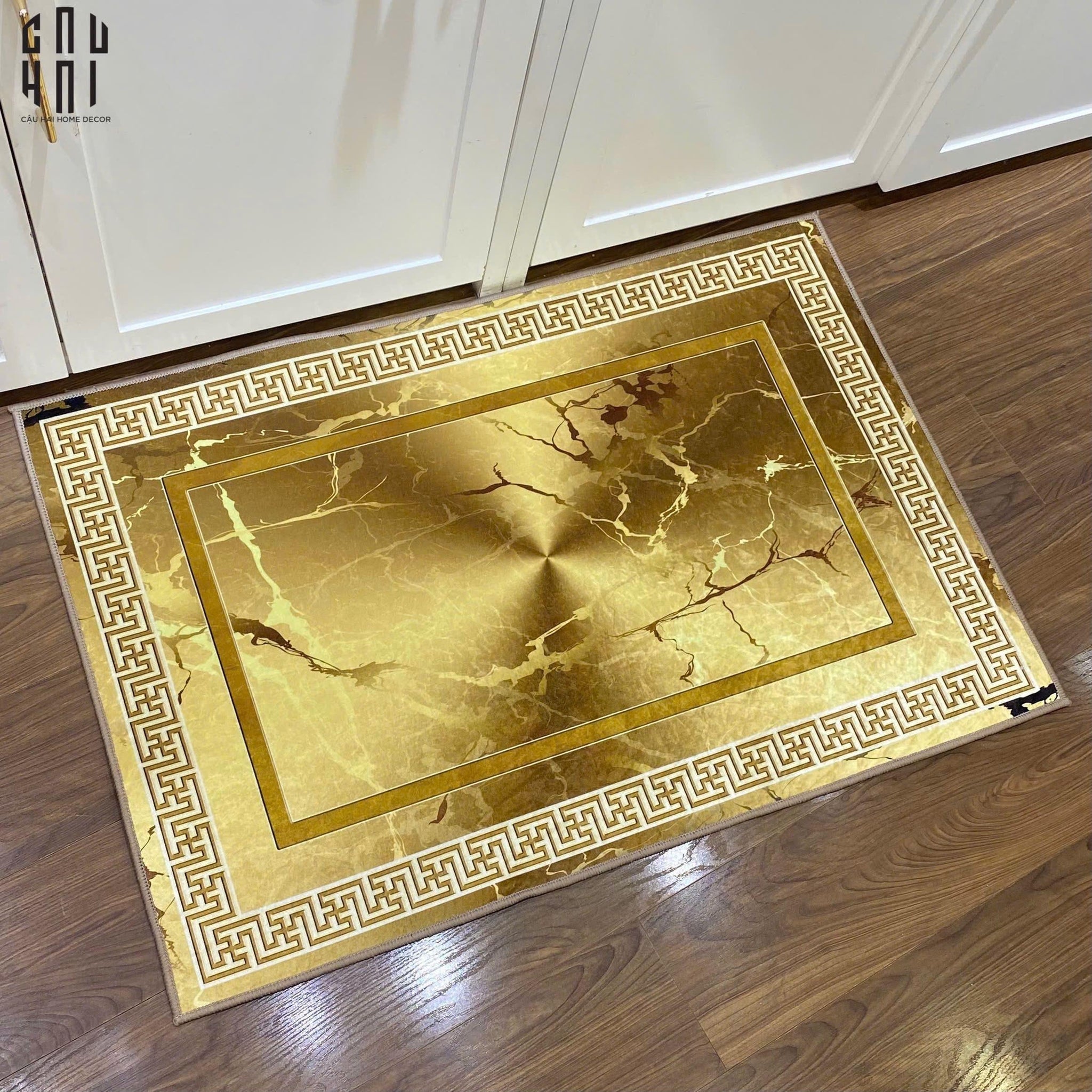 THẢM CỬA NHUNG BỈ - 60x90 GOLDEN MARBLE LINE - FLOOR MAT-CẬU HAI HOME DECOR