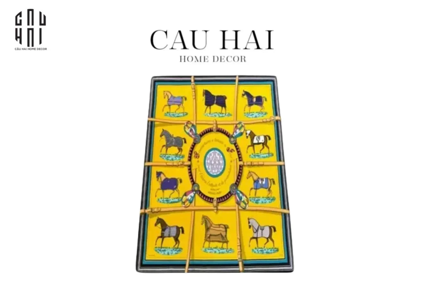 THẢM CỬA NHUNG BỈ 80x120 - DOOR MAT JAUNE BLANC RENAISSANCE-CẬU HAI HOME DECOR