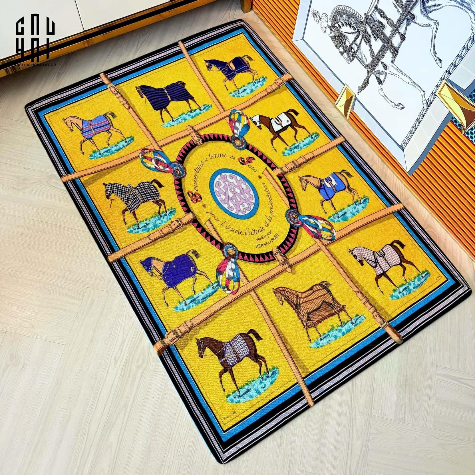 THẢM CỬA NHUNG BỈ 80x120 - DOOR MAT JAUNE BLANC RENAISSANCE-CẬU HAI HOME DECOR