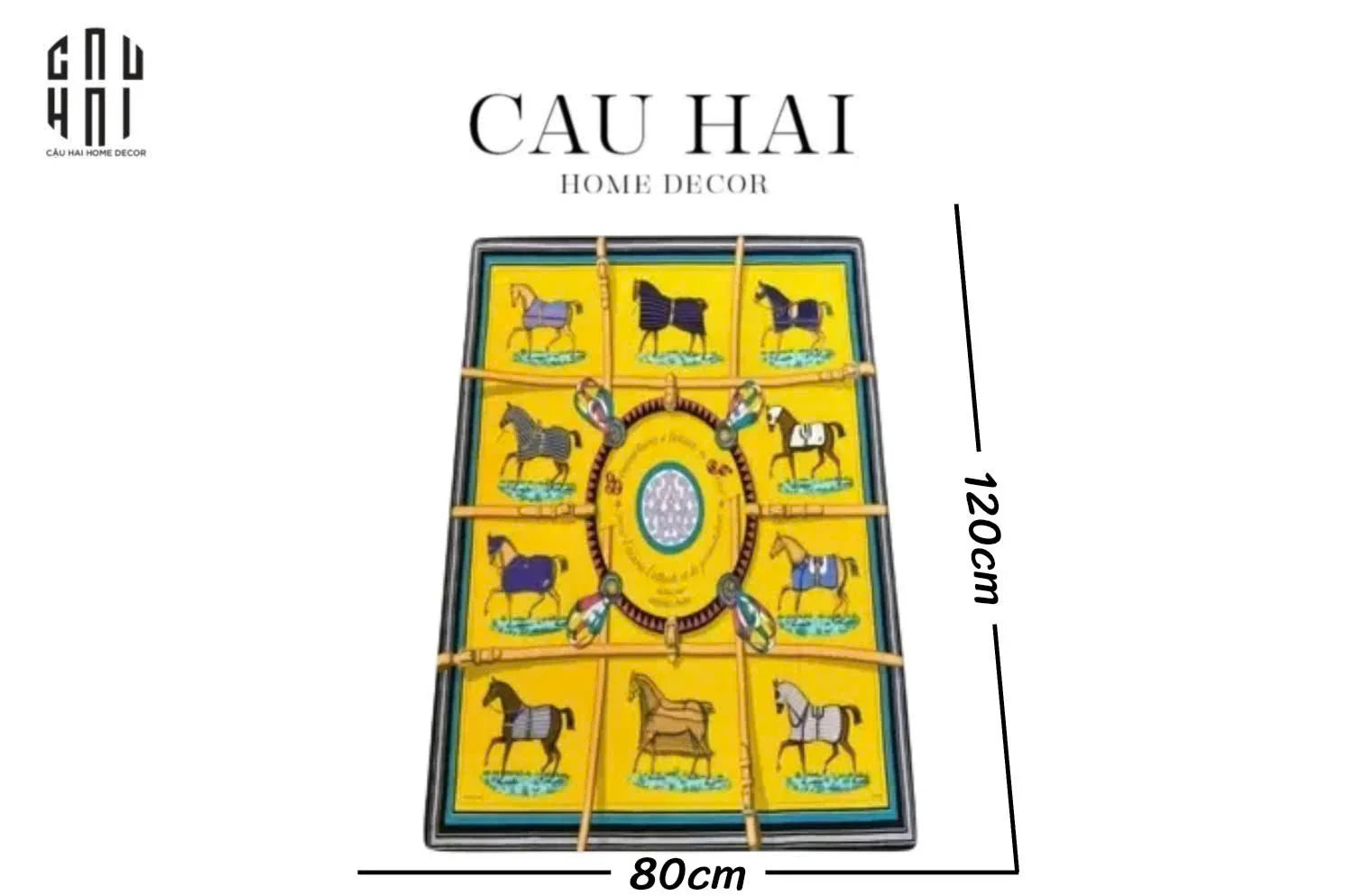 THẢM CỬA NHUNG BỈ 80x120 - DOOR MAT JAUNE BLANC RENAISSANCE-CẬU HAI HOME DECOR