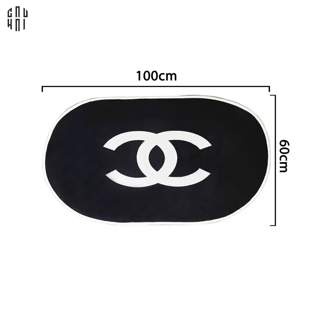 THẢM CỬA NHUNG BỈ - DOOR MAT - 60x100 BLACK OVAL COCO-CẬU HAI HOME DECOR
