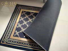 Thảm Cửa Nhung Pha Lê Cao Cấp - 80x120 Impérial Roman Gold Scroll Border Premium Rugs-CẬU HAI HOME DECOR