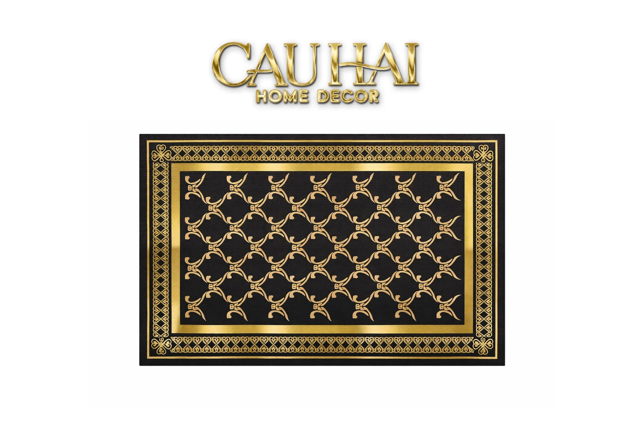Thảm Cửa Nhung Pha Lê Cao Cấp - 80x120 Impérial Roman Gold Scroll Border Premium Rugs-CẬU HAI HOME DECOR