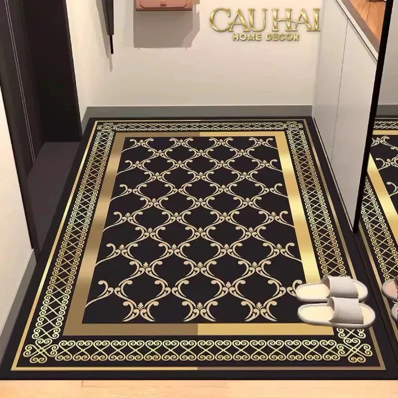 Thảm Cửa Nhung Pha Lê Cao Cấp - 80x120 Royal Gold Barocco Premium Rugs-CẬU HAI HOME DECOR