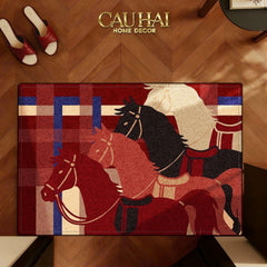 Thảm Cửa Sợi Dệt 60x90 Ngựa Kỵ Binh Hoàng Gia - Les Trois Chevaux D’Empire-CẬU HAI HOME DECOR