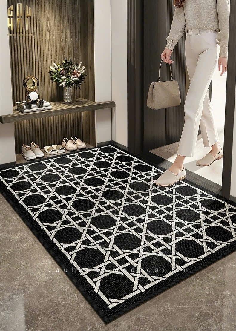 Thảm Cửa Sợi Poly Đan Vòng 100X120 Cannage D.O - Noir-CẬU HAI HOME DECOR
