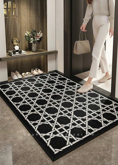 Thảm Cửa Sợi Poly Đan Vòng 100X120 Cannage D.O - Noir-CẬU HAI HOME DECOR