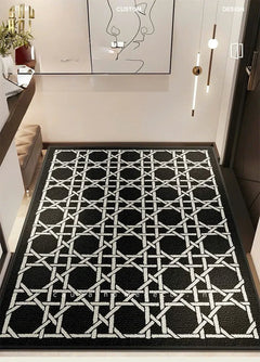 Thảm Cửa Sợi Poly Đan Vòng 100X120 Cannage D.O - Noir-CẬU HAI HOME DECOR