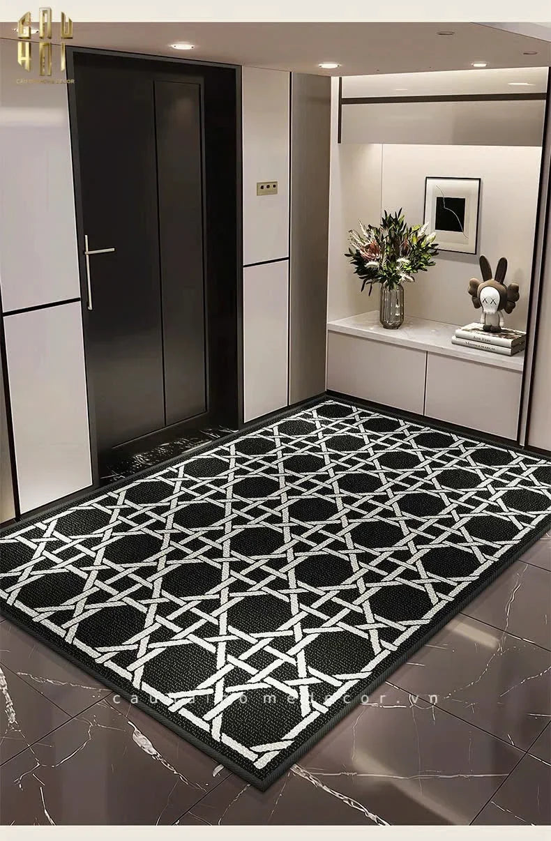 Thảm Cửa Sợi Poly Đan Vòng 100X120 Cannage D.O - Noir-CẬU HAI HOME DECOR