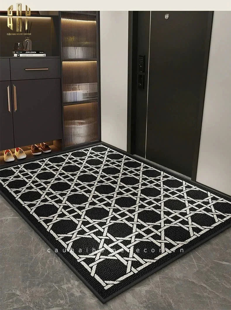 Thảm Cửa Sợi Poly Đan Vòng 100X120 Cannage D.O - Noir-CẬU HAI HOME DECOR