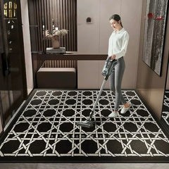 Thảm Cửa Sợi Poly Đan Vòng 100X120 Cannage D.O - Noir-CẬU HAI HOME DECOR