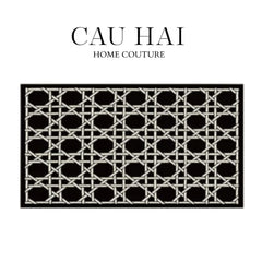 Thảm Cửa Sợi Poly Đan Vòng 100X120 Cannage D.O - Noir-CẬU HAI HOME DECOR