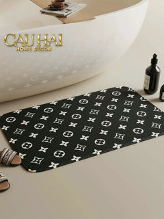 Thảm Cửa Thảm Bathroom Chenille 60X90 - Signature Fleur Monogram-CẬU HAI HOME DECOR