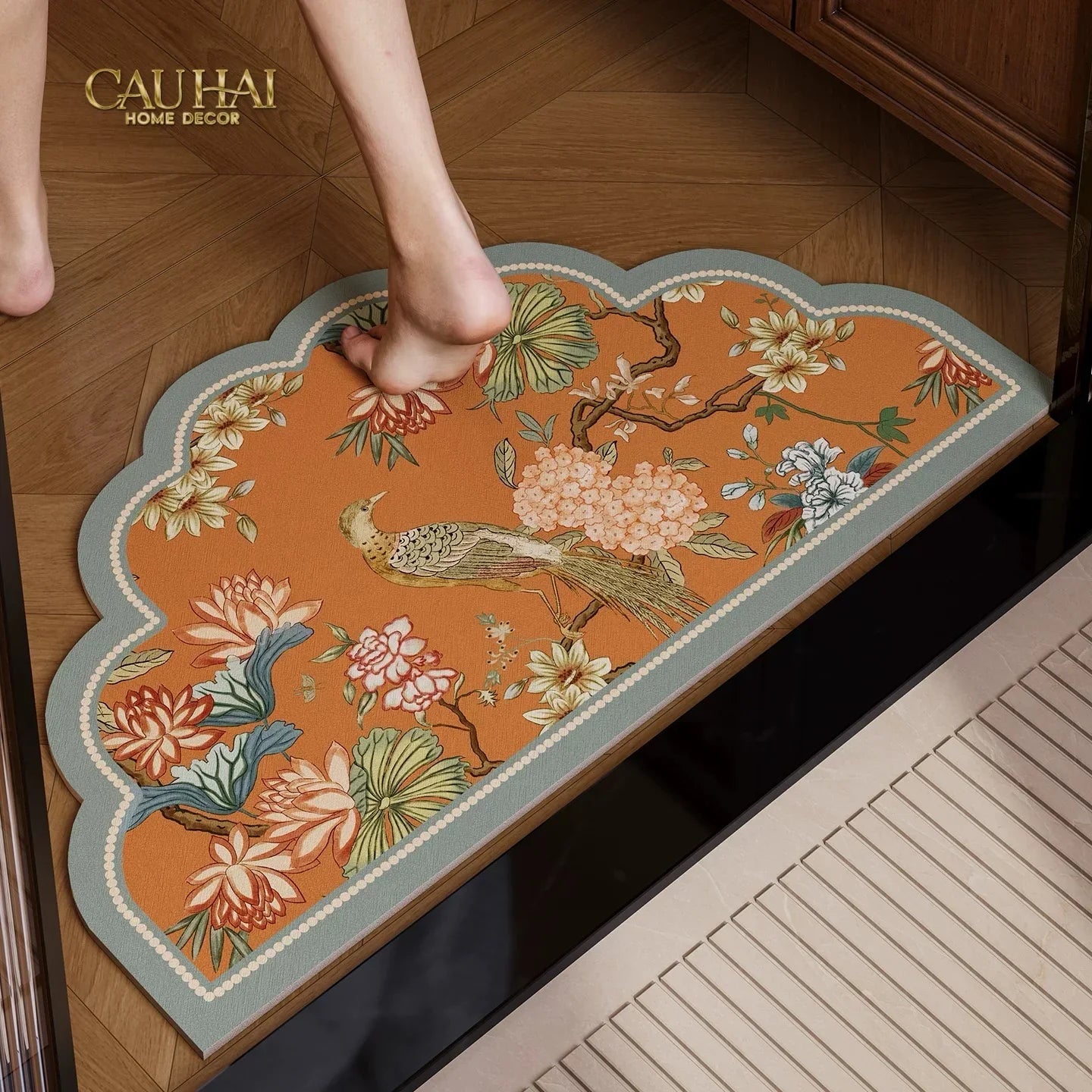 Thảm Cửa /Thảm Bathroom Micro-Nappa Gen8 45x80 Bird of Dynasty Ruyi Legacy-CẬU HAI HOME DECOR