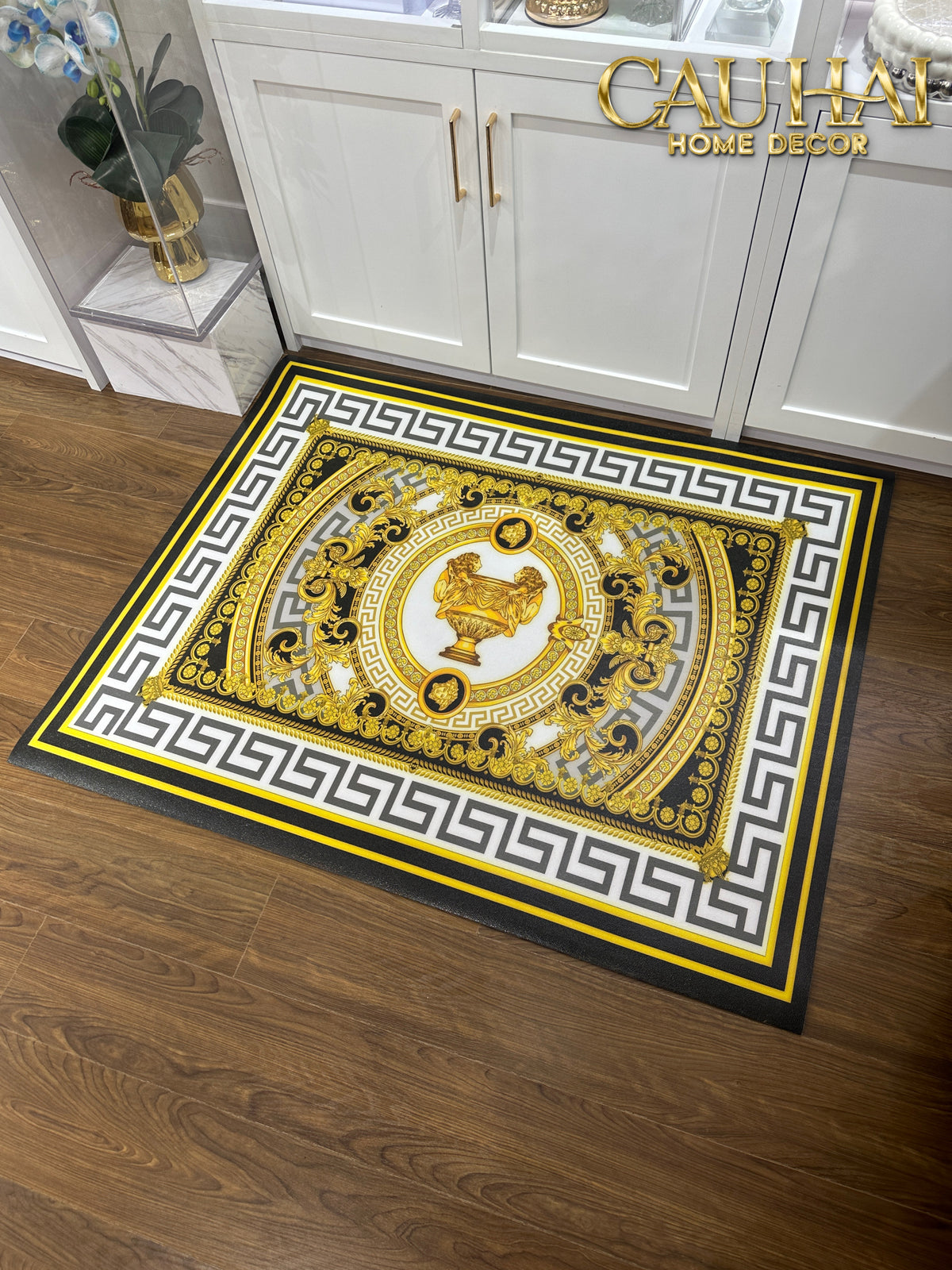 Thảm Da PU Baroque Medallion D'Or 100x120-Thảm-CẬU HAI HOME DECOR-CẬU HAI HOME DECOR